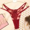 Rose Embroidered Low-Rise Thong Panty