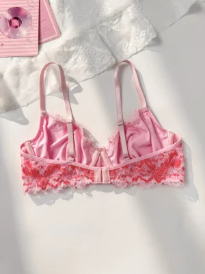 Women's Contrast Color Floral Lace Sexy Bra