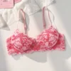 Women's Contrast Color Floral Lace Sexy Bra