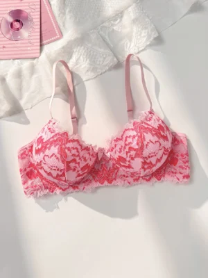 Women's Contrast Color Floral Lace Sexy Bra