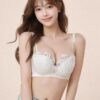 Women's White Lace Padded Push-Up Plunge Backless Bra